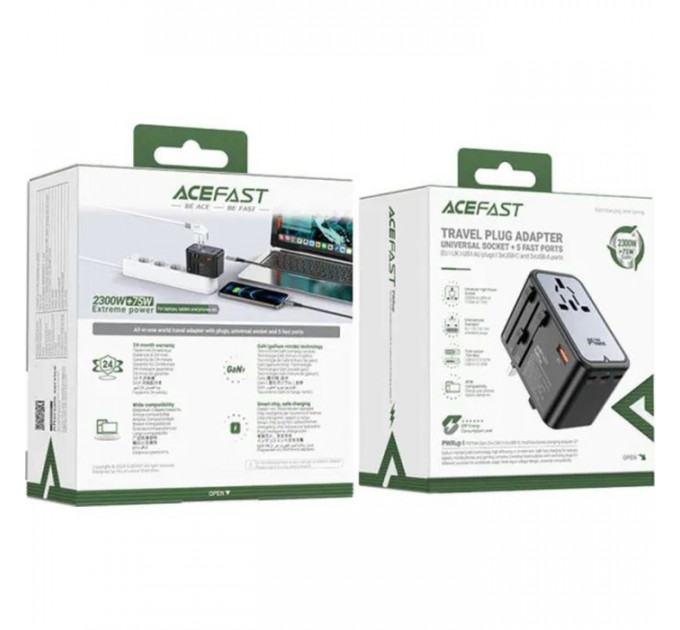Зарядний пристрій Acefast 5xUSB 75W (3xUSB-C + 2xUSB-A) Gan Z1 Fast Charger (6974316282495)