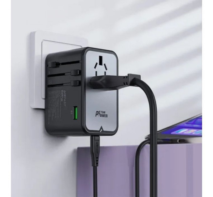 Зарядний пристрій Acefast 5xUSB 75W (3xUSB-C + 2xUSB-A) Gan Z1 Fast Charger (6974316282495)