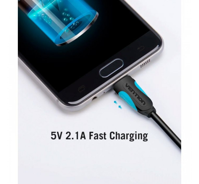 Дата кабеля USB 2.0 AM to Micro 5P 0.5m Black VENTION (VAS-A08-B050)