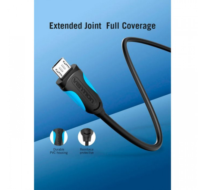 Дата кабеля USB 2.0 AM to Micro 5P 0.5m Black VENTION (VAS-A08-B050)