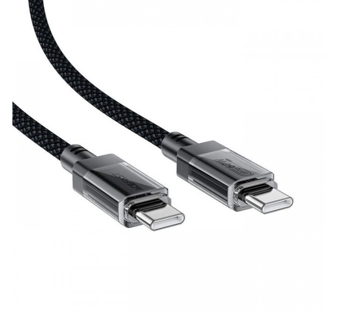 Дата кабель USB-C to USB-C 1.2m 60W stainless steel C12-03 Black Acefast (6974316283317)