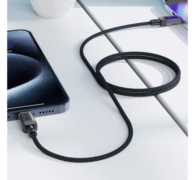 Дата кабель USB-C to USB-C 1.2m 60W stainless steel C12-03 Black Acefast (6974316283317)