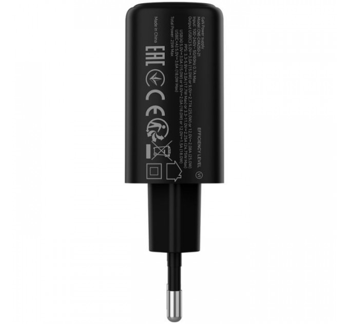 Зарядний пристрій Canyon OnCharge 250 25W 1xPD 1xQC EU Black (CNE-CHA250-31)