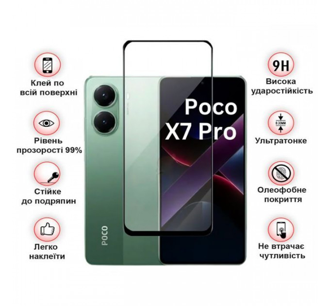 Скло захисне BeCover Poco X7 Pro Black (713415)