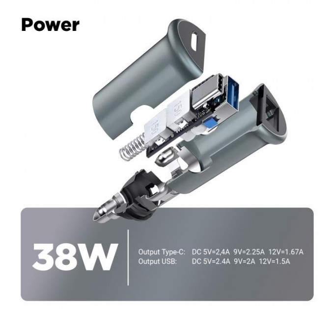 Зарядний пристрій Armorstandart USB Type-C PD20W + USB QC 3.0 Grey + cable Lightning (ARM82460)