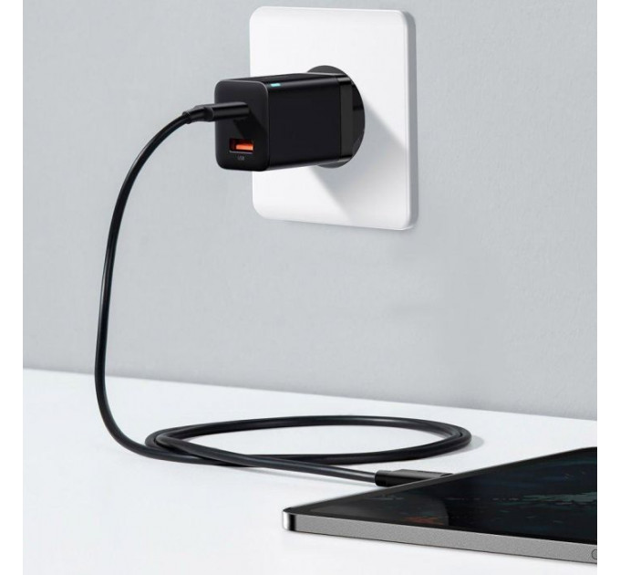 Зарядний пристрій Baseus Super Si Pro Quick Charger C+U 30W black (CCSUPP-E01)