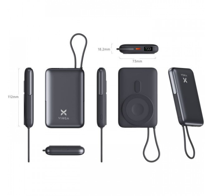 Батарея універсальна Vinga 10000 mAh 22.5W\/15W\/2.5W Wireless (VPBB1022WL)