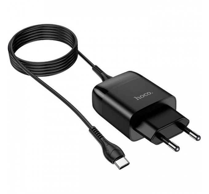 Зарядний пристрій HOCO C72Q Glorious USB QC3.0 + cable USB to USB-C 18W Black (6931474732545)
