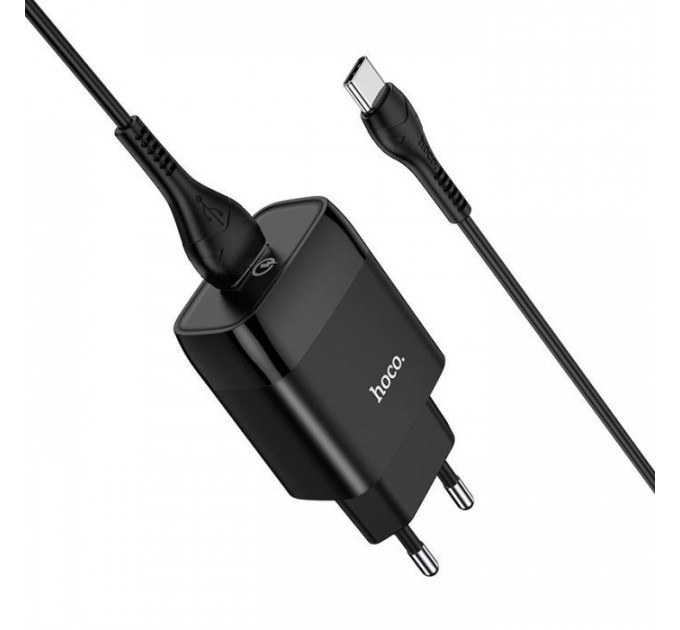 Зарядний пристрій HOCO C72Q Glorious USB QC3.0 + cable USB to USB-C 18W Black (6931474732545)