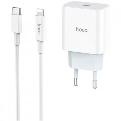 Зарядний пристрій HOCO C76A Plus Speed Source USB-C PD20W + cable USB-C to Lightning White (6931474746924)