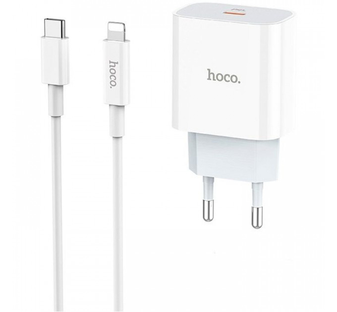 Зарядний пристрій HOCO C76A Plus Speed Source USB-C PD20W + cable USB-C to Lightning White (6931474746924)
