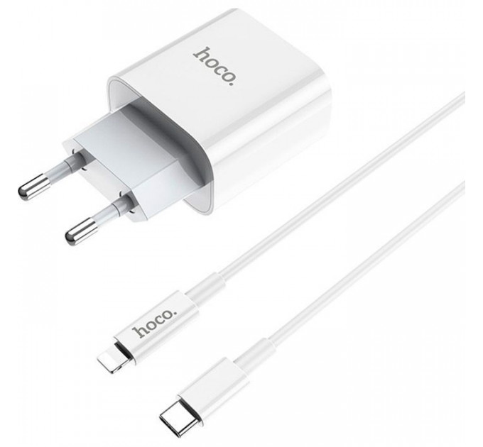 Зарядний пристрій HOCO C76A Plus Speed Source USB-C PD20W + cable USB-C to Lightning White (6931474746924)