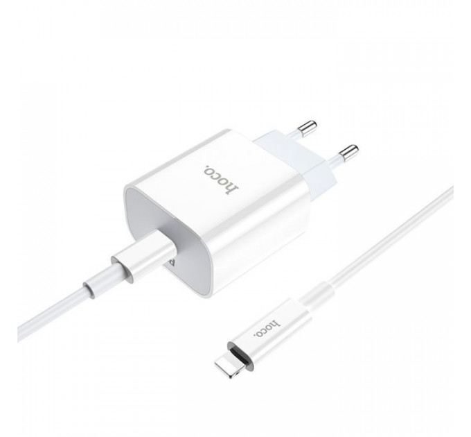 Зарядний пристрій HOCO C76A Plus Speed Source USB-C PD20W + cable USB-C to Lightning White (6931474746924)