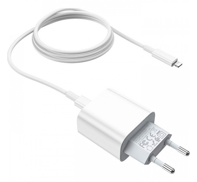 Зарядний пристрій HOCO C76A Plus Speed Source USB-C PD20W + cable USB-C to Lightning White (6931474746924)