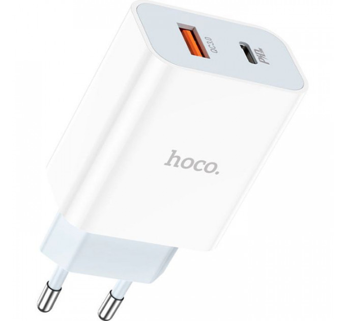 Зарядное устройство HOCO C97A 1xUSB-C PD20W + 1xUSB QC3.0 White (6931474766076)
