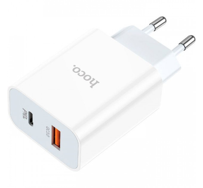 Зарядное устройство HOCO C97A 1xUSB-C PD20W + 1xUSB QC3.0 White (6931474766076)