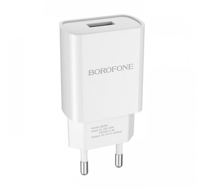 Зарядний пристрій BOROFONE BA20A Sharp USB 10.5W White (6931474700681)