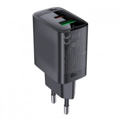 Зарядний пристрій Acefast A78 1xUSB-C PD20W + 1xUSB-A GaN Black (6974316283256)