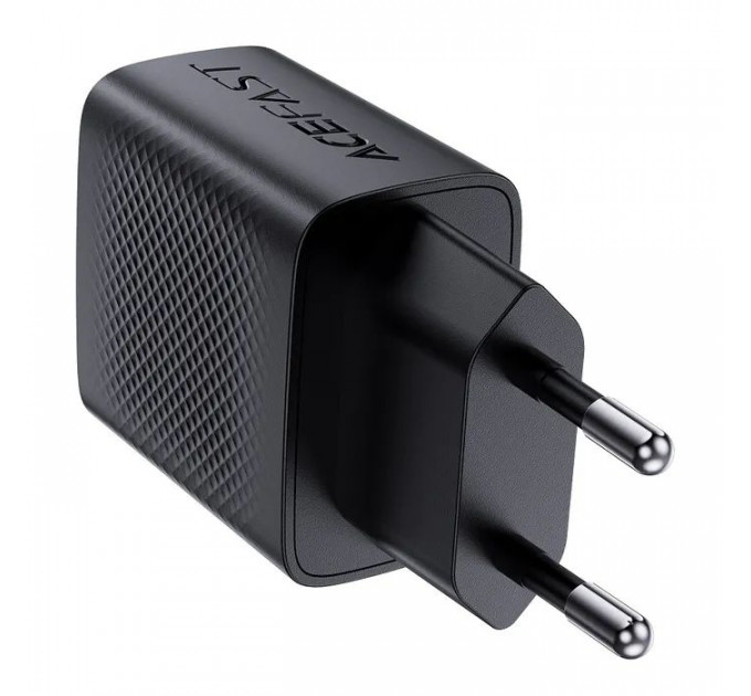 Зарядний пристрій Acefast A78 1xUSB-C PD20W + 1xUSB-A GaN Black (6974316283256)