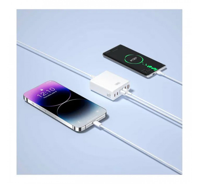 Зарядний пристрій XO L133 3xUSB-A + 3xUSB-C 75W White (L133.white)