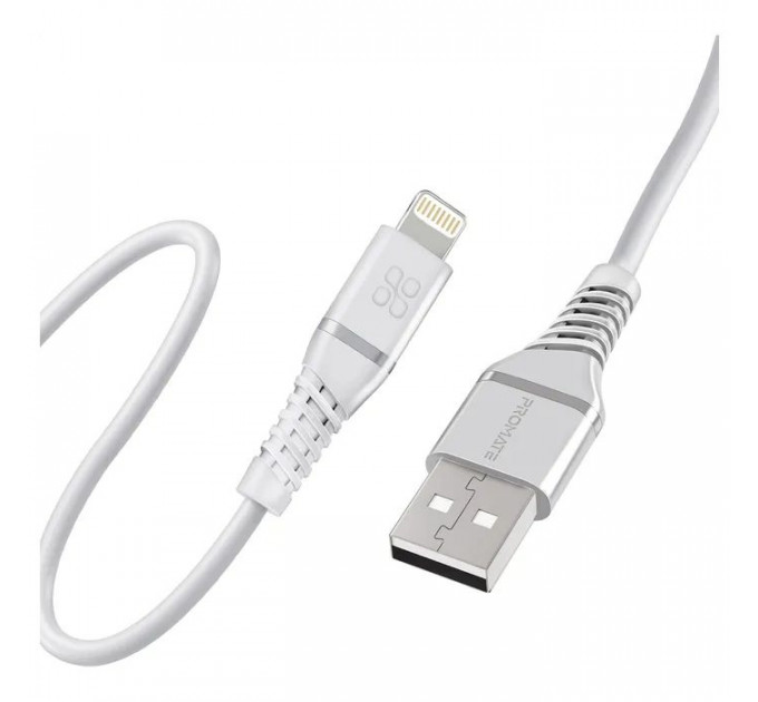 Дата кабель USB 2.0 AM to Lightning 1.2m 2.4A MFi PowerLine-Ai120 white Promate (powerline-ai120.white)