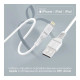 Дата кабель USB 2.0 AM to Lightning 1.2m 2.4A MFi PowerLine-Ai120 white Promate (powerline-ai120.white)