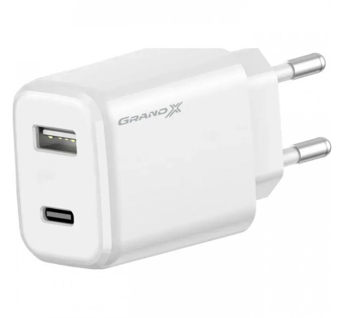 Зарядное устройство Grand-X CH-890 Fast Charge 1xUSB-C PD20W + 1xUSB QC4.0 + AFC SCP FCP Black (CH-890)