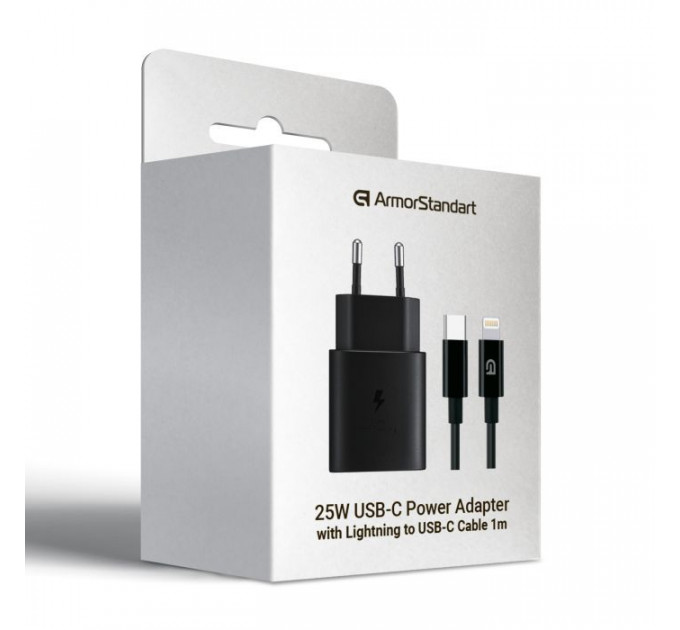Зарядний пристрій Armorstandart AR-TA800 25W USB-C + cable USB-C to Lightning black (ARM77721)