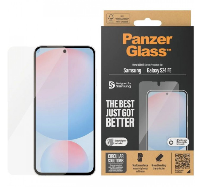 Скло захисне PANZERGLASS Samsung Galaxy S24 FE Ultra-Wide Fit w. Aligner (PG_7378)