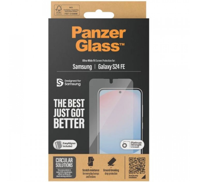 Скло захисне PANZERGLASS Samsung Galaxy S24 FE Ultra-Wide Fit w. Aligner (PG_7378)