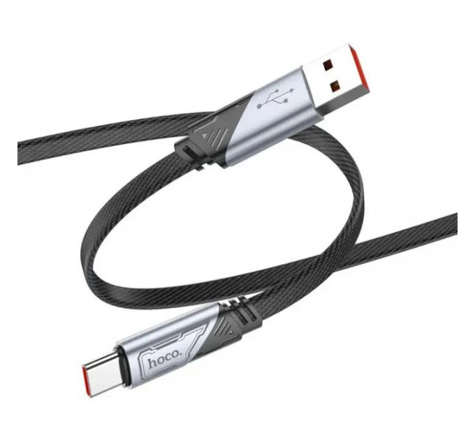 Дата кабеля USB 2.0 AM to USB-C 1.2m 5A nylon black HOCO (6942007605007)