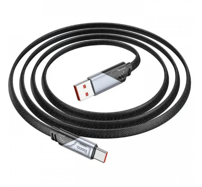 Дата кабеля USB 2.0 AM to USB-C 1.2m 5A nylon black HOCO (6942007605007)