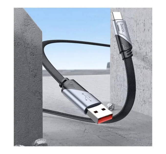 Дата кабеля USB 2.0 AM to USB-C 1.2m 5A nylon black HOCO (6942007605007)