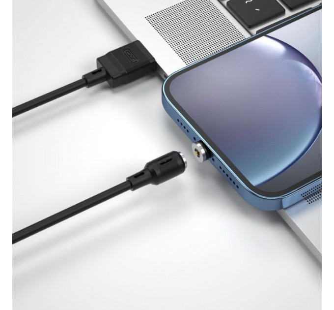 Дата кабель USB 2.0 AM to Lightning 1.0m 2.1A magnetic pvc black XO (NB187-L-1-BK)