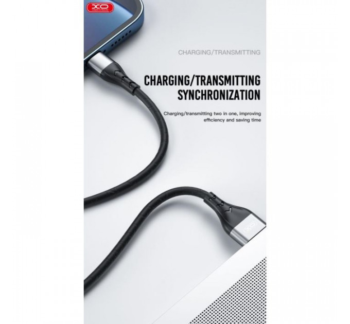 Дата кабель USB 2.0 AM to Lightning 1.0m 2.4A double-side grey XO (NB188-L-1-GR)