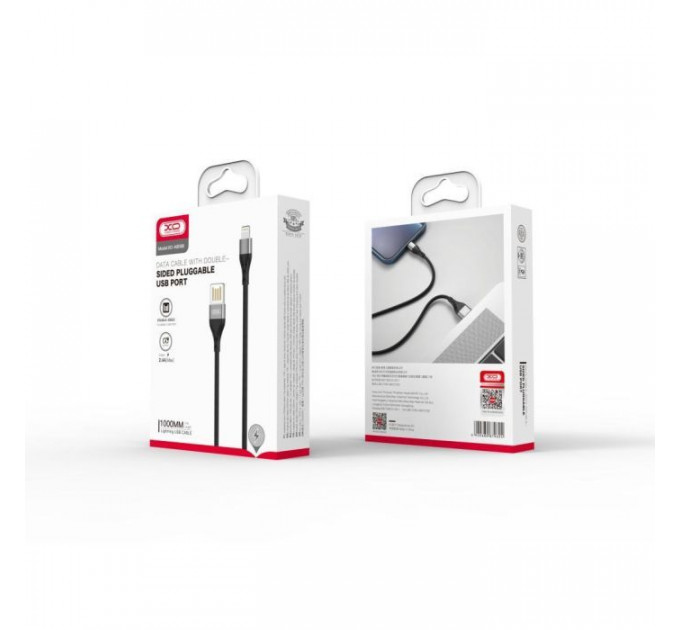Дата кабель USB 2.0 AM to Lightning 1.0m 2.4A double-side grey XO (NB188-L-1-GR)