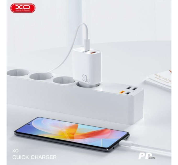 Зарядное устройство для XO 1xUSB-C PD30W + 1xUSB QC3.0 (XO-QC16)
