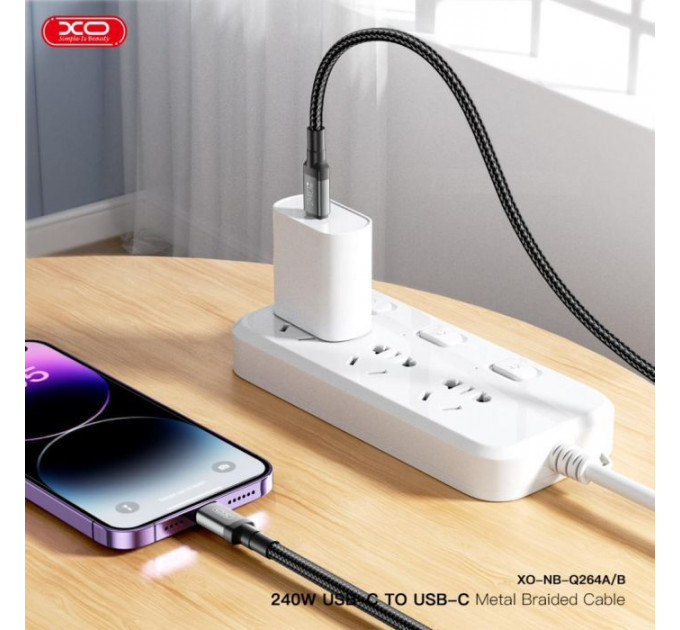 Дата кабель USB-C to USB-C 2.0m 240W black XO (NBQ264B_С_Black)