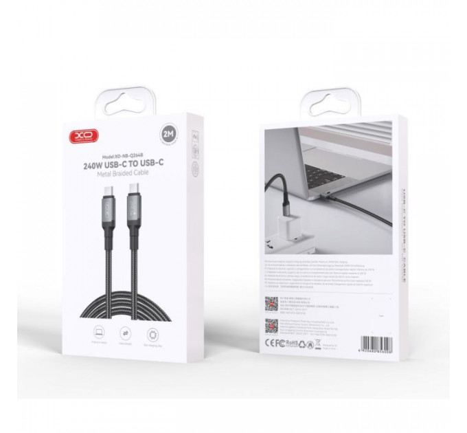 Дата кабель USB-C to USB-C 2.0m 240W black XO (NBQ264B_С_Black)