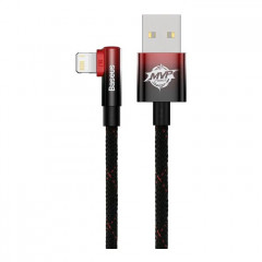 Дата кабель USB 2.0 AM to Lightning 1.0m 2.4A 90° corner black\/red Baseus (CAVP000020)