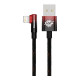 Дата кабель USB 2.0 AM to Lightning 1.0m 2.4A 90° corner black\/red Baseus (CAVP000020)