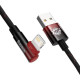 Дата кабель USB 2.0 AM to Lightning 1.0m 2.4A 90° corner black\/red Baseus (CAVP000020)