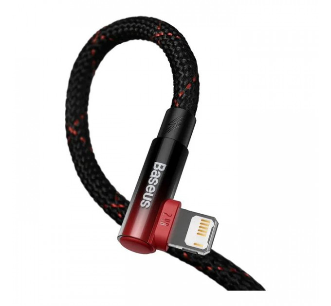 Дата кабель USB 2.0 AM to Lightning 1.0m 2.4A 90° corner black\/red Baseus (CAVP000020)