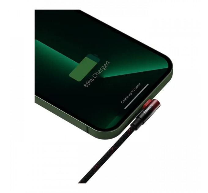 Дата кабель USB 2.0 AM to Lightning 1.0m 2.4A 90° corner black\/red Baseus (CAVP000020)