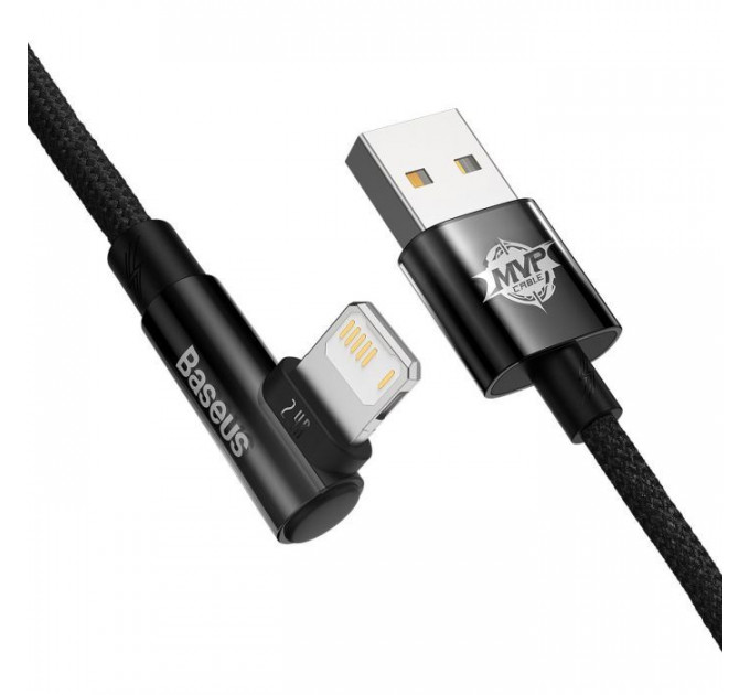 Дата кабель USB 2.0 AM to Lightning 2.0m 2.4A 90° corner black Baseus (CAVP000101)