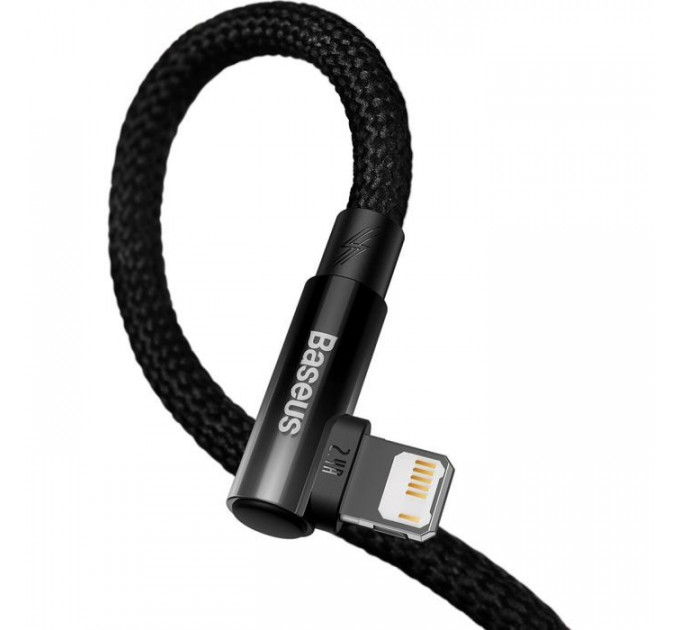 Дата кабель USB 2.0 AM to Lightning 2.0m 2.4A 90° corner black Baseus (CAVP000101)