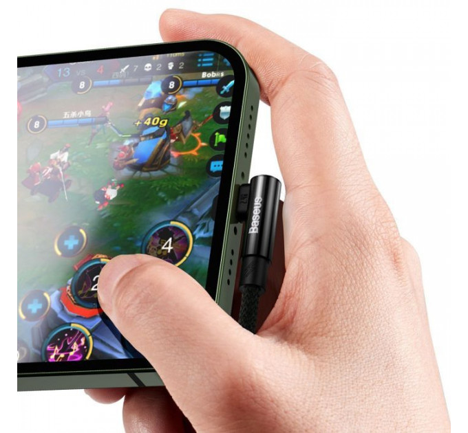 Дата кабель USB 2.0 AM to Lightning 2.0m 2.4A 90° corner black Baseus (CAVP000101)