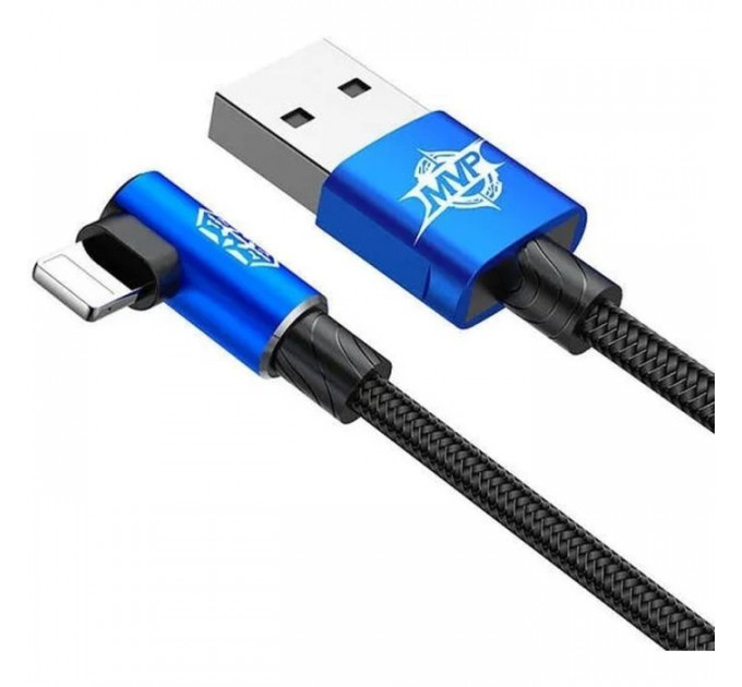 Дата кабель USB 2.0 AM to Lightning 2.0m 1.5A 90° corner blue Baseus (CALMVP-A03)