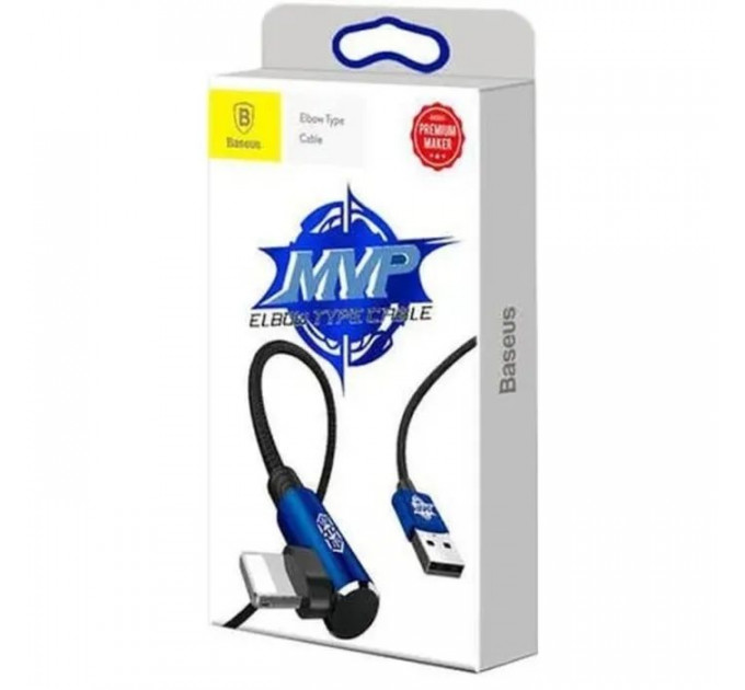 Дата кабель USB 2.0 AM to Lightning 2.0m 1.5A 90° corner blue Baseus (CALMVP-A03)