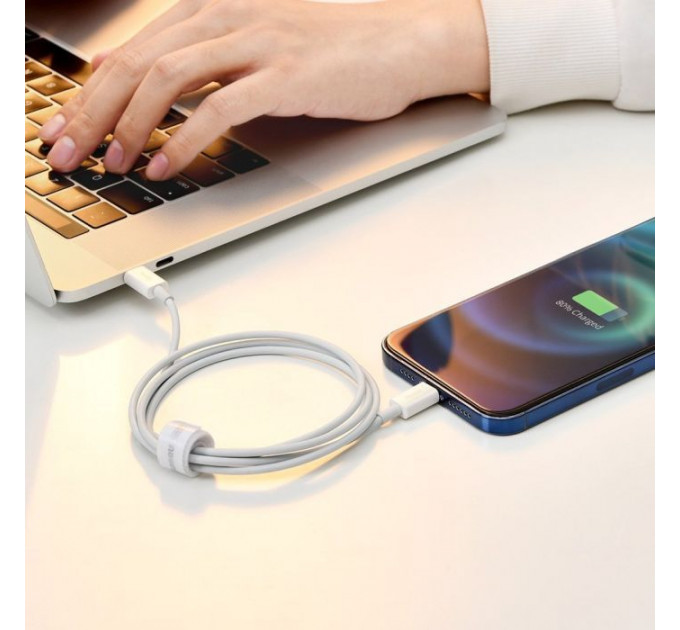 Дата кабель USB-C to Lightning 2.0m 20W white Baseus (CATLYS-C02)